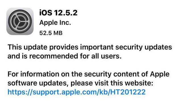 杨市办事处苹果手机维修分享iOS12.5.2发布，建议所有老苹果用户安装 